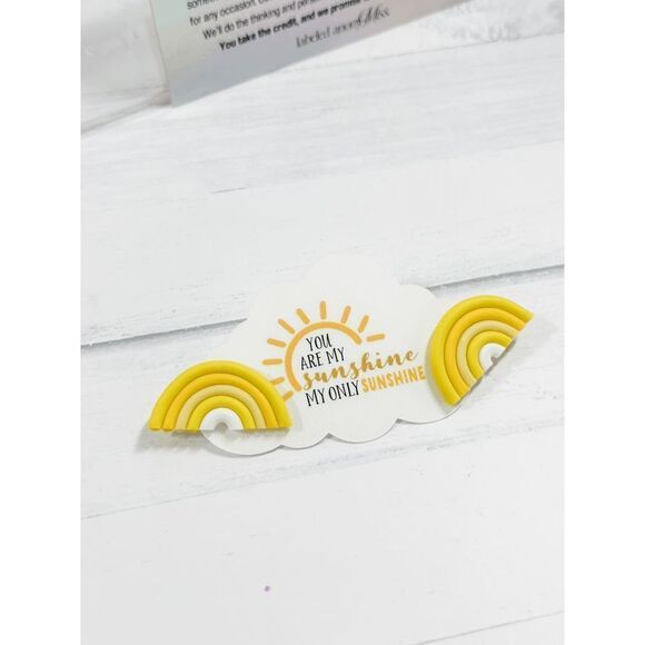 Handmade Jewelry - You are My Sunshine Yellow Rainbow Clay Stud Handmade Earrings Brand New